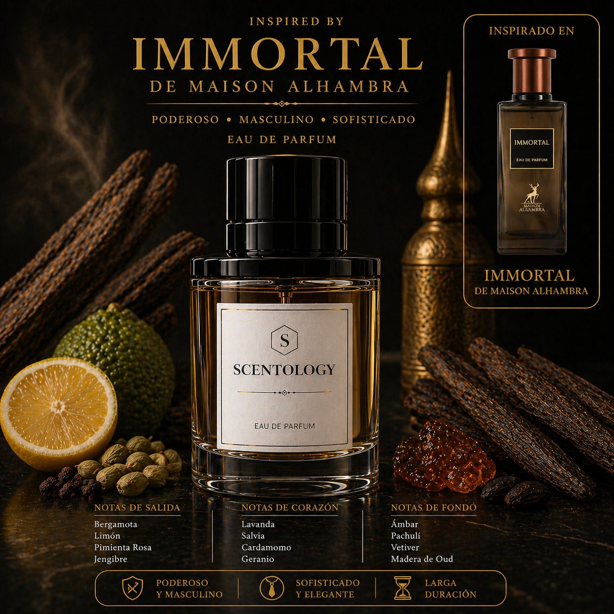 Scentology Eternal, perfume para hombre inspirado en Immortal de Maison Alhambra