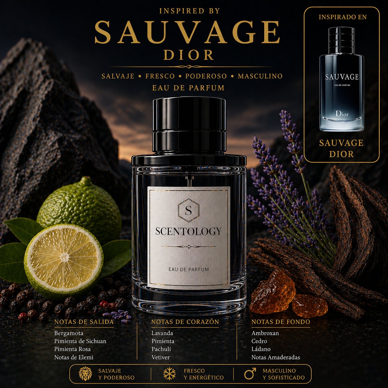 Scentology FEROX, perfume para hombre inspirado en SAUVAGE de Dior